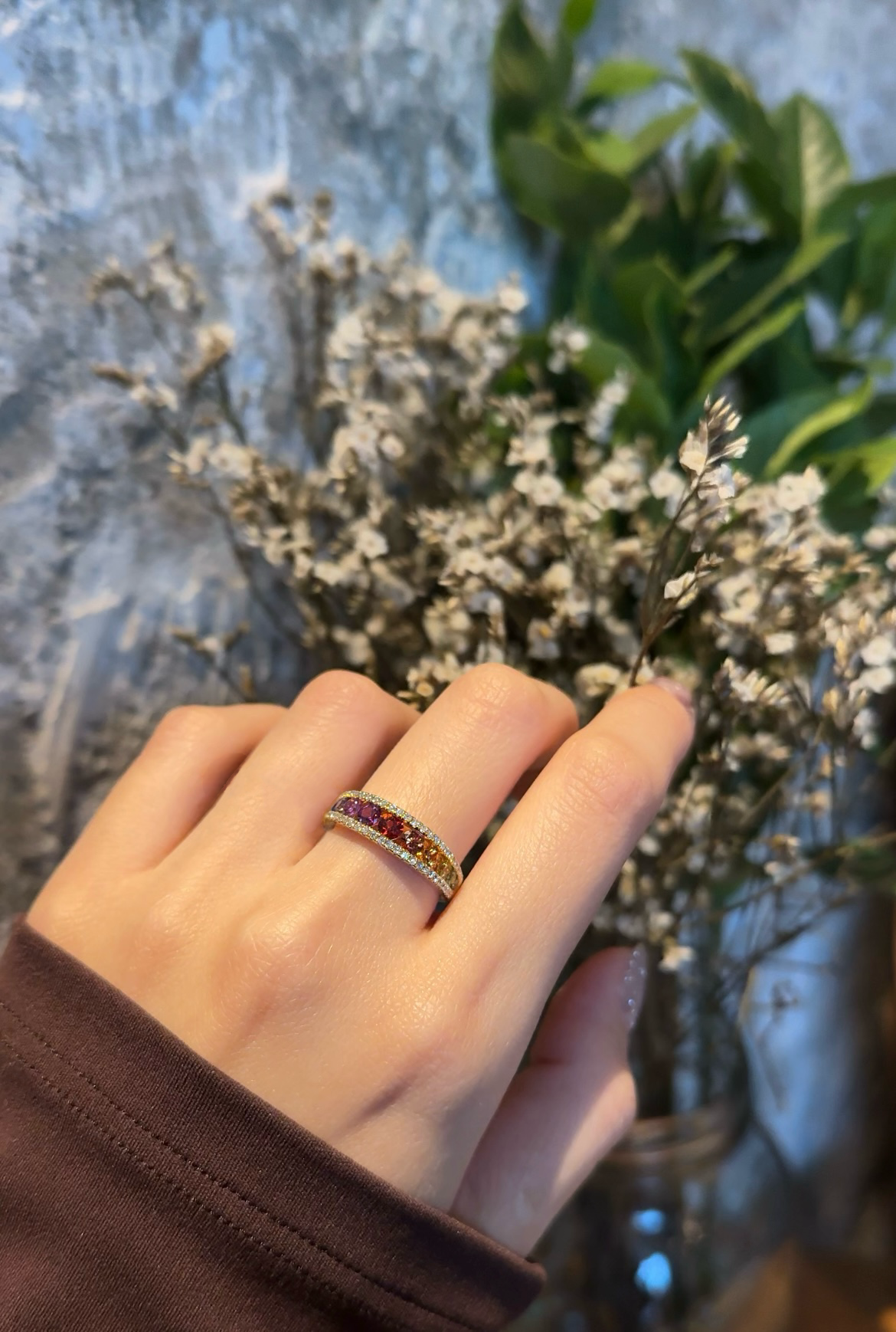 1.11ct Rainbow sapphire diamond ring