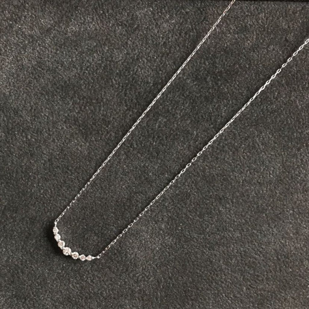 Smile Diamond Necklace in 18K White Gold
