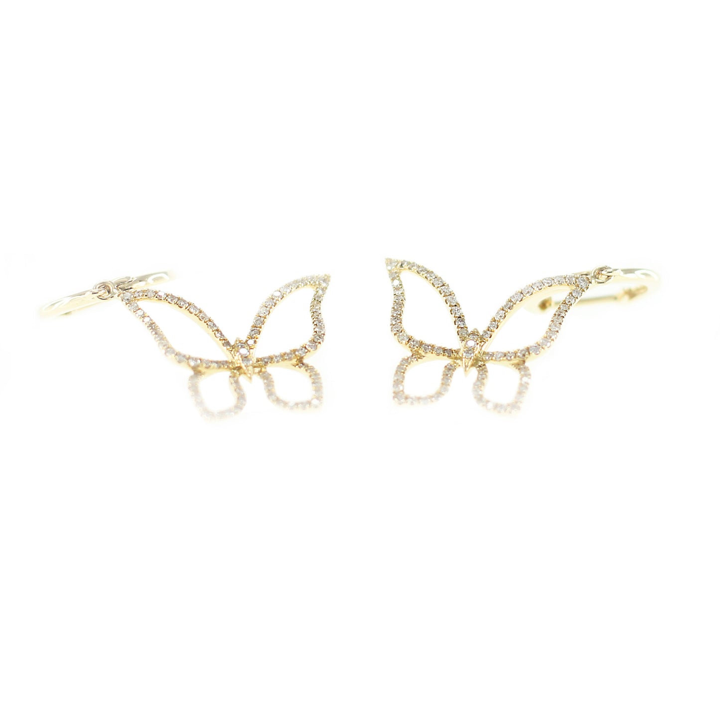 Butterfly Diamond Earrings with 18K Yellow Gold