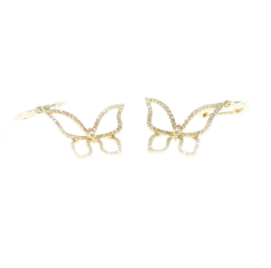 Butterfly Diamond Earrings with 18K Yellow Gold