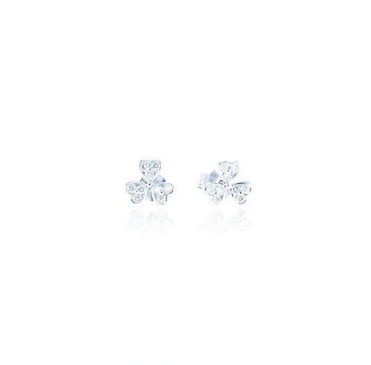 Linked Hearty Diamond Earrings in 18K White Gold