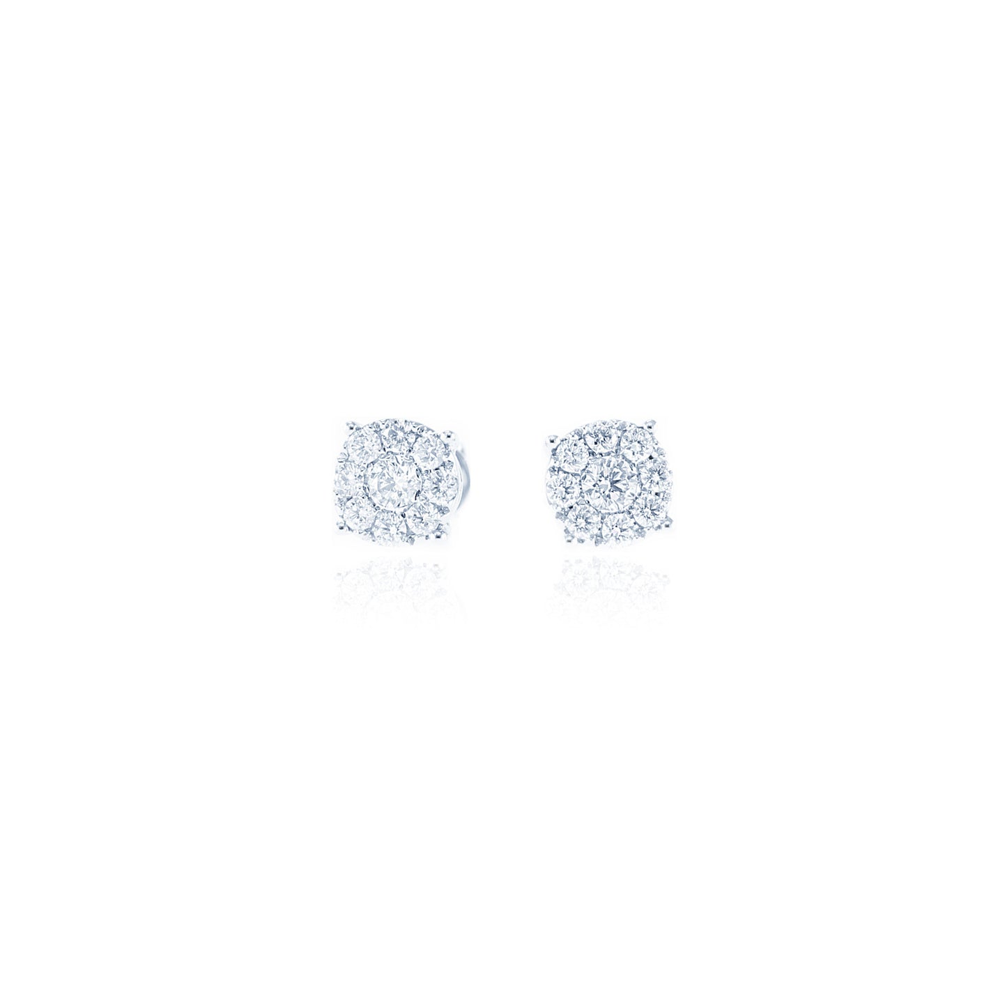Stunning Composite Diamond Stud Earrings in 18K White Gold