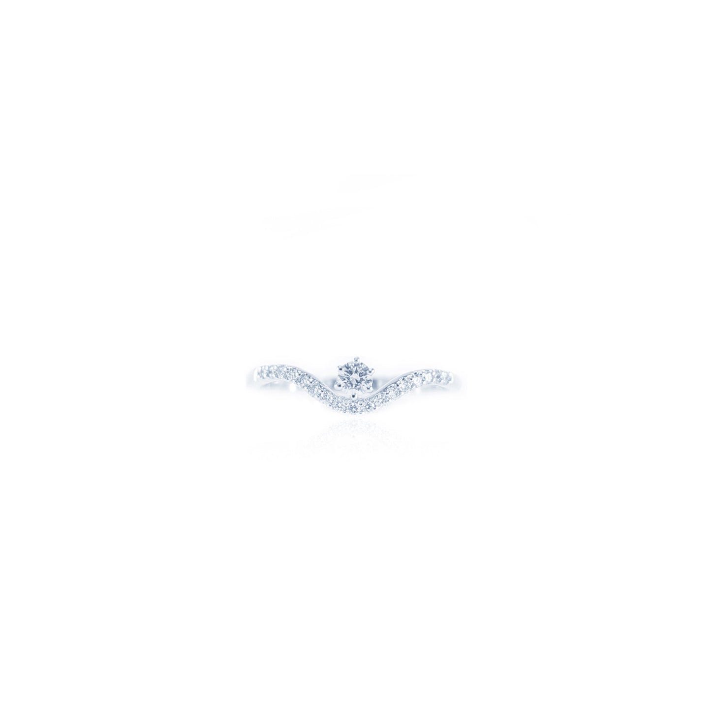 Wave Crown Diamond Ring in 18K White Gold