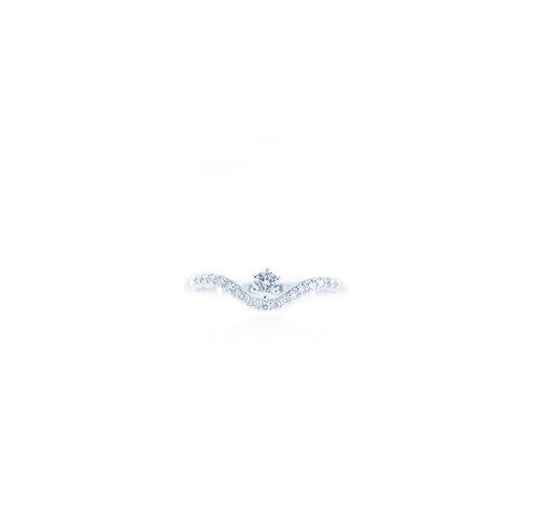 Wave Crown Diamond Ring in 18K White Gold
