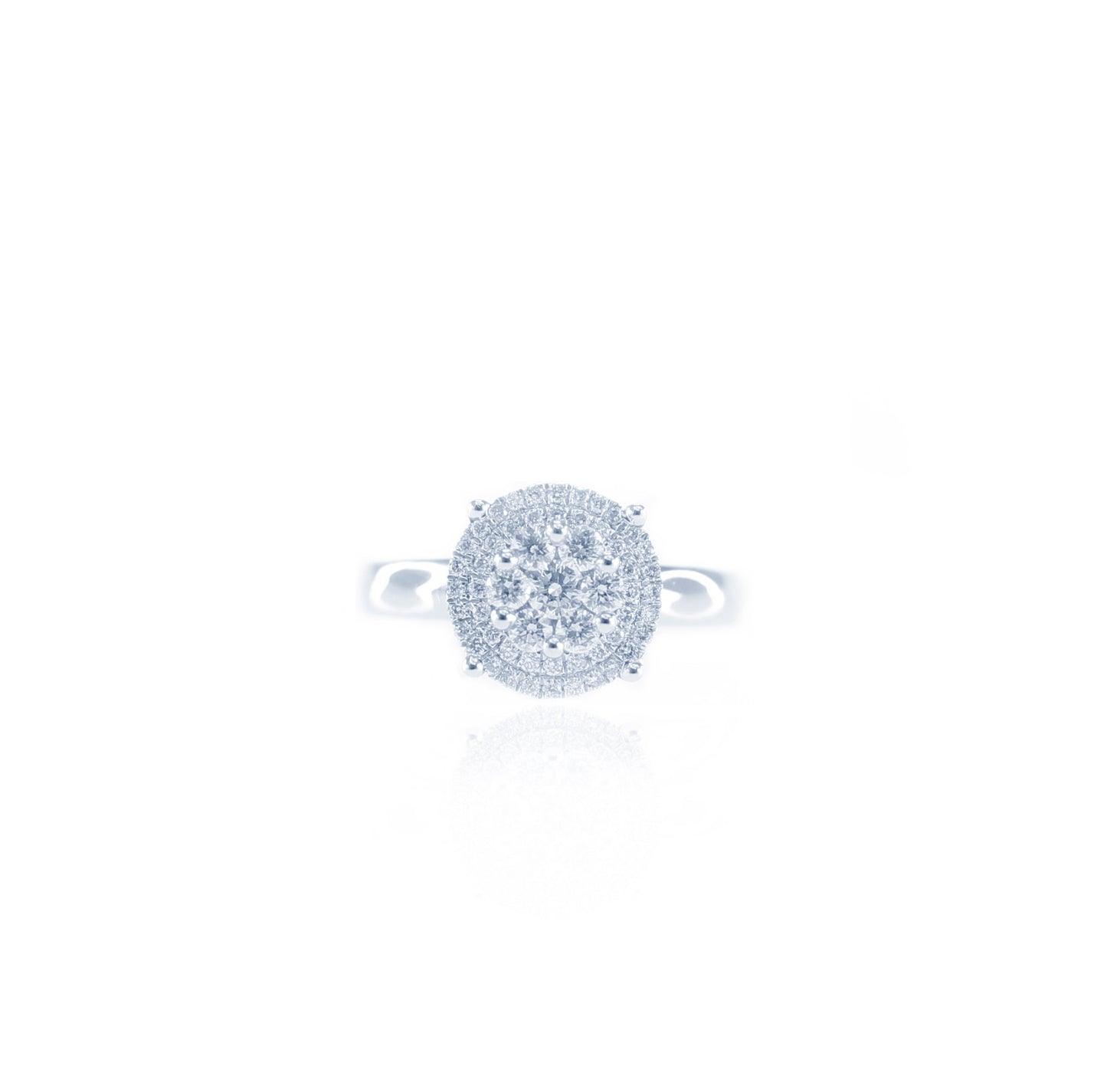 Diamond Carnation Double Halo Ring in 18K White Gold