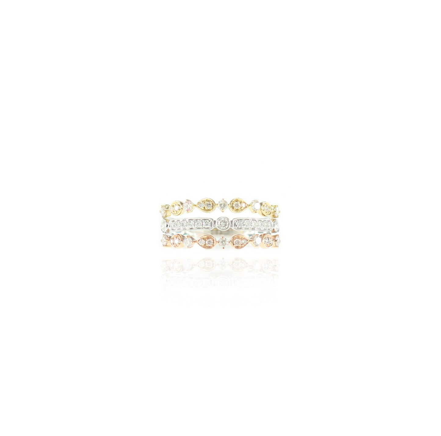 Elegantly Chic Diamond Crown Triple Row Ring