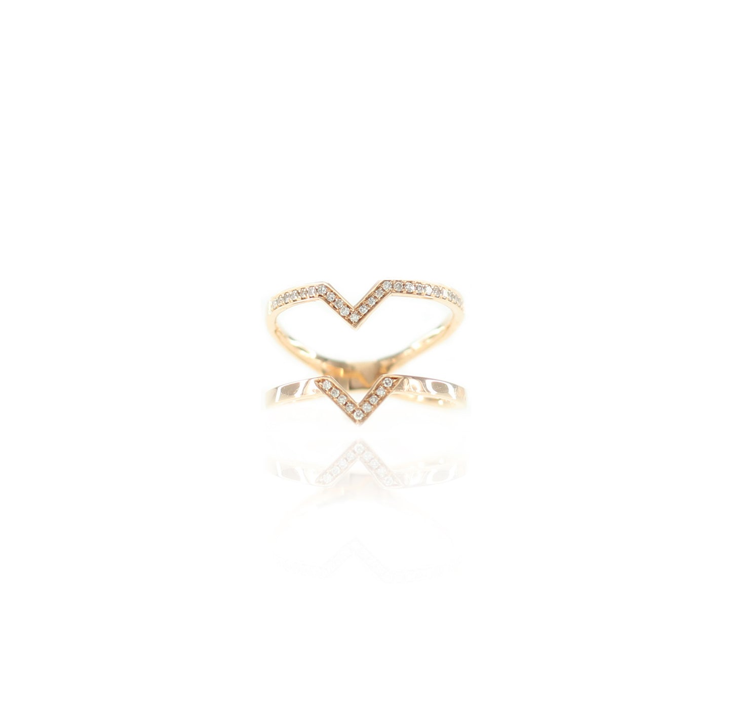 Zoe Triangle Diamond Double Shank Ring in 18K Rose Gold