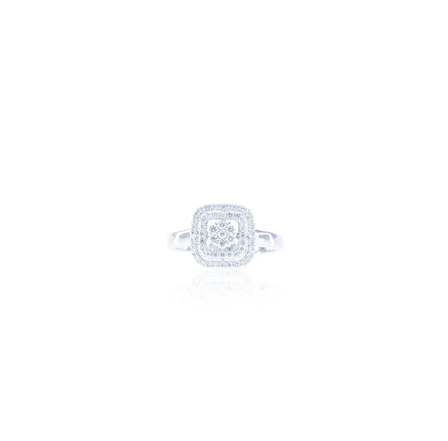 Brilliance, a Duet Halo Design Diamond Ring in 18K White Gold