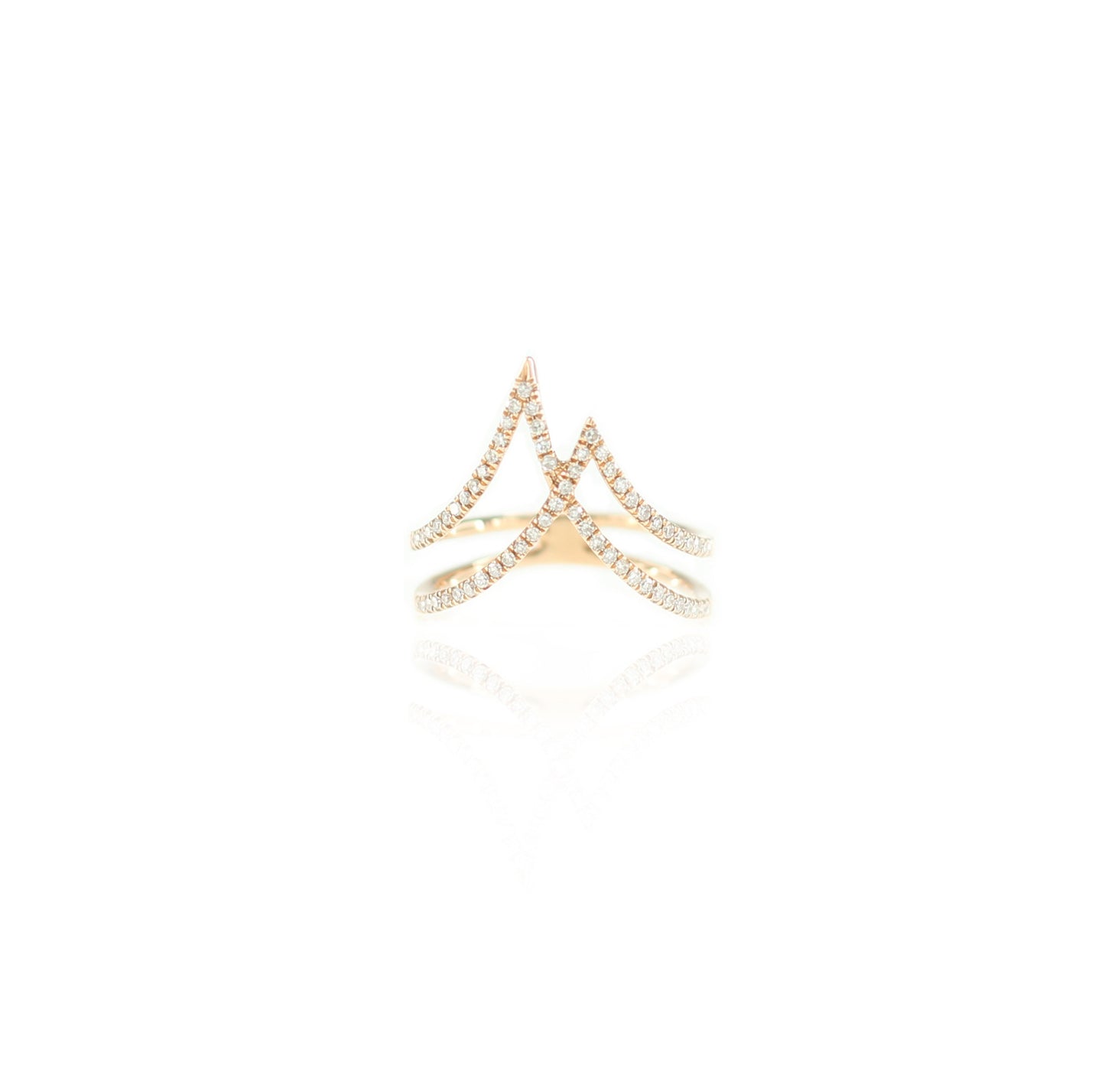 Double Triangle Crown Diamond Ring in 18K Rose Gold