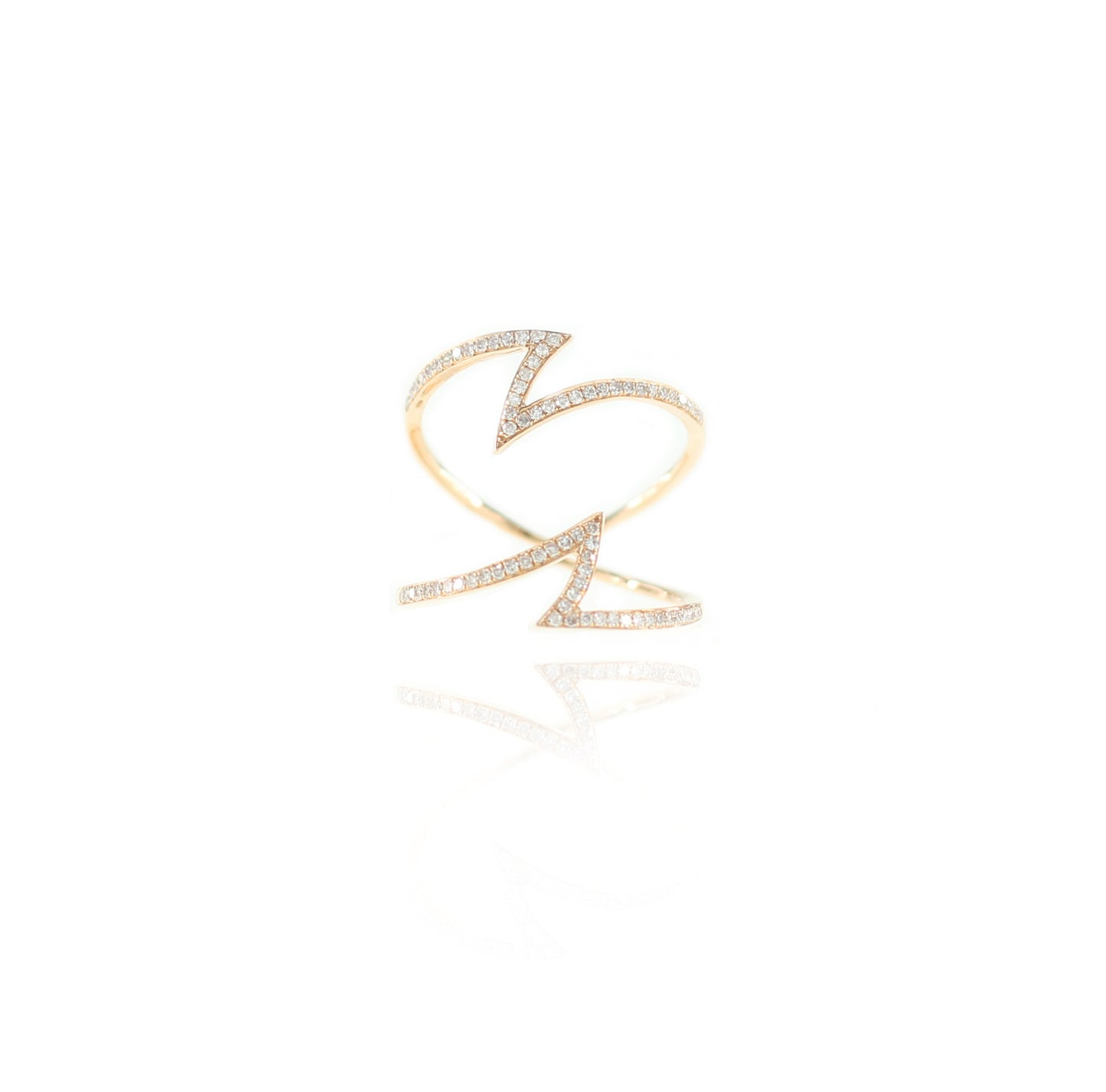 Lightning Strikes Diamond Ring in 18K Rose Gold