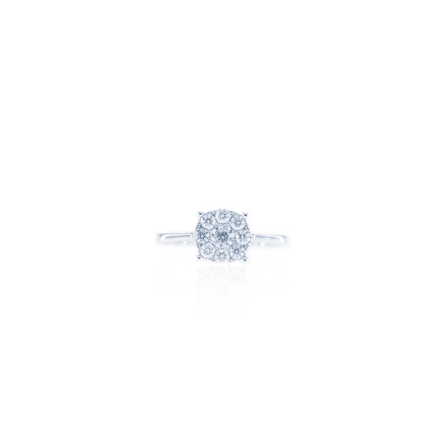 Stunning Composite Round Diamond Ring in 18K White Gold