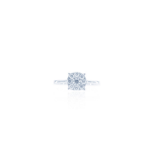 Stunning Composite Round Diamond Ring in 18K White Gold
