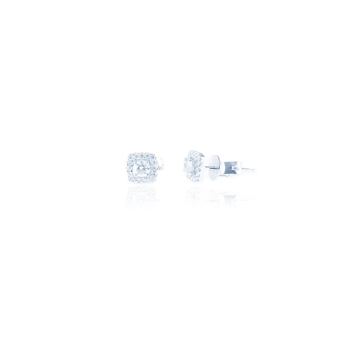 Classic Diamond Halo Earrings in 18K White Gold