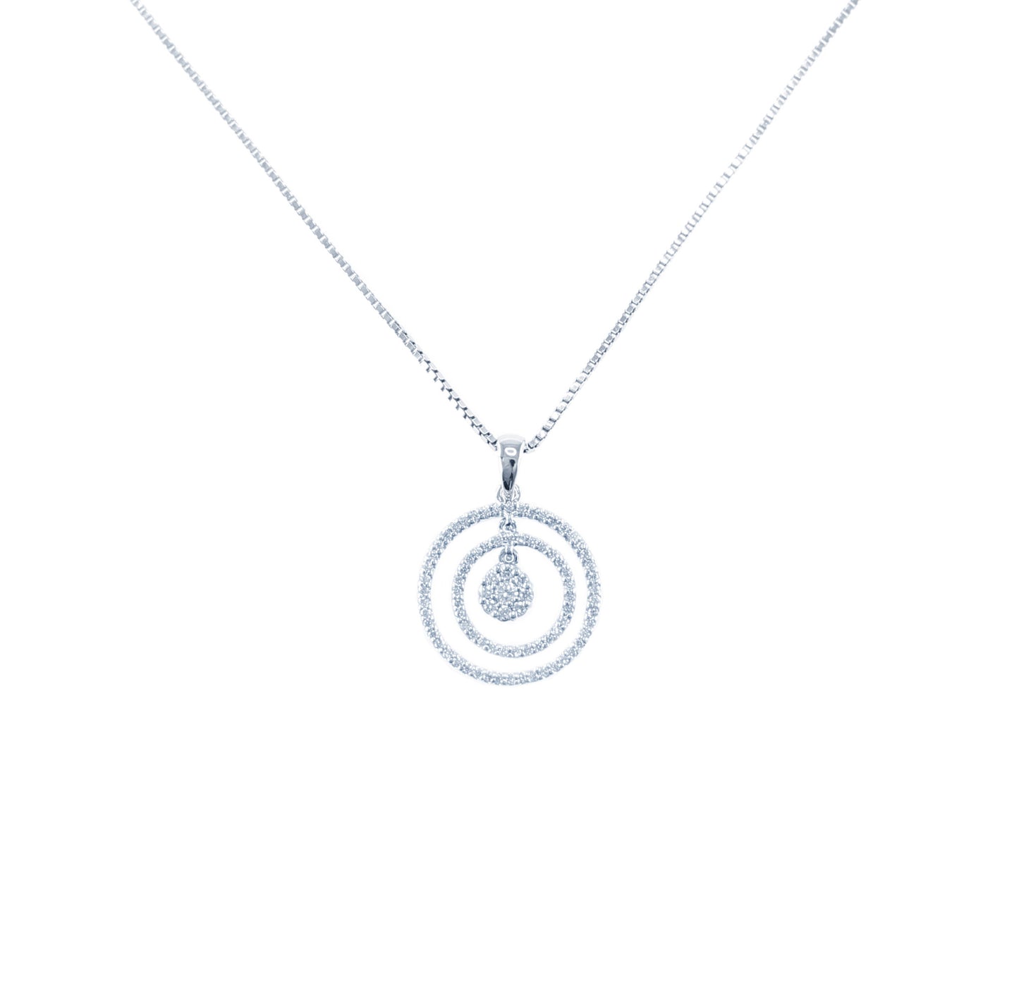 Triple Circle Diamond Pendant in 18K White Gold