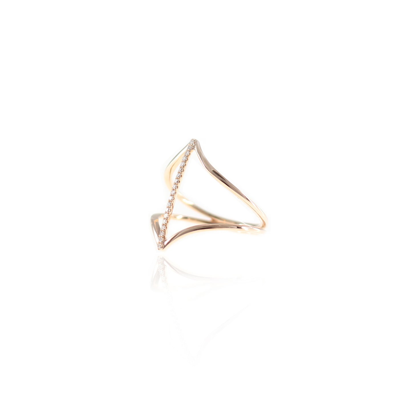 Classic Icy Line Diamond Ring in 18K Rose Gold