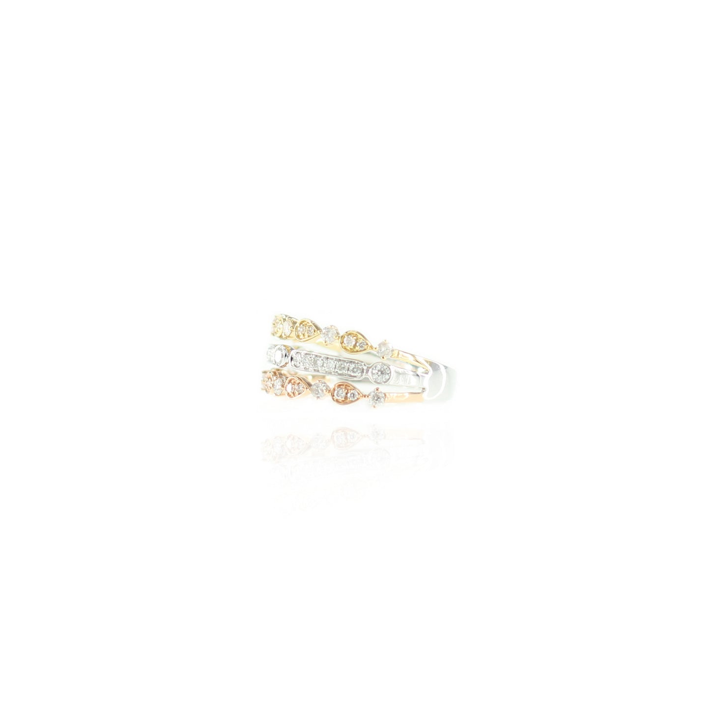 Elegantly Chic Diamond Crown Triple Row Ring