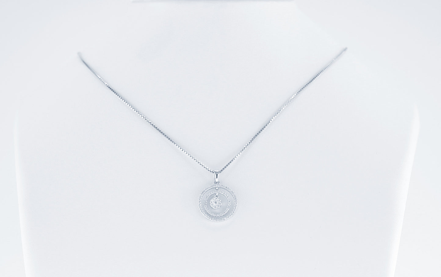 Triple Circle Diamond Pendant in 18K White Gold