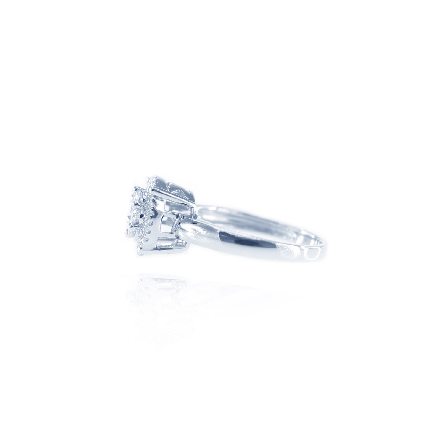 Diamond Carnation Double Halo Ring in 18K White Gold