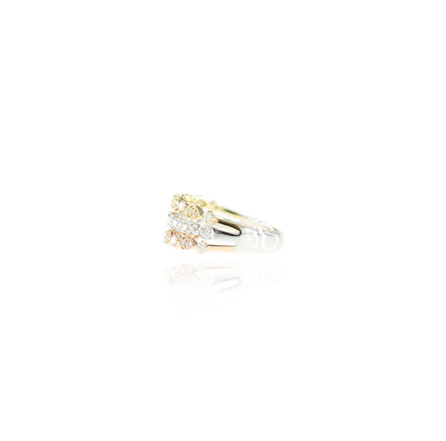 Elegantly Chic Diamond Crown Triple Row Ring