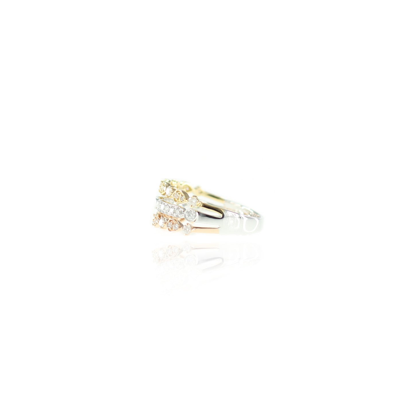 Elegantly Chic Diamond Crown Triple Row Ring