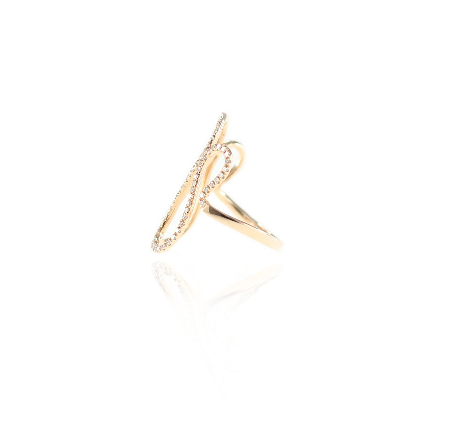 Wave Infinity Spiral Diamond Ring in 18K Yellow Gold