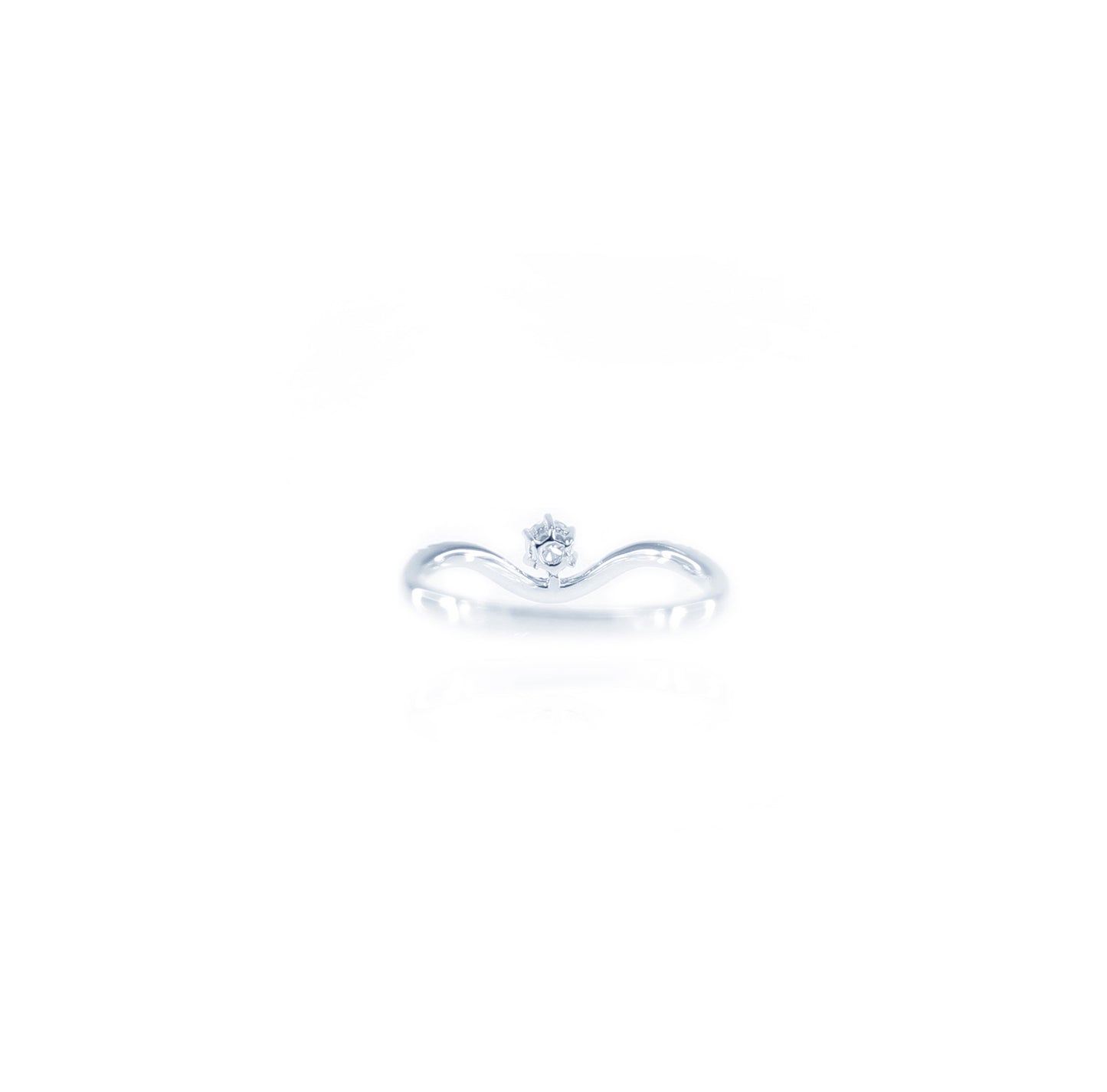 Wave Crown Diamond Ring in 18K White Gold
