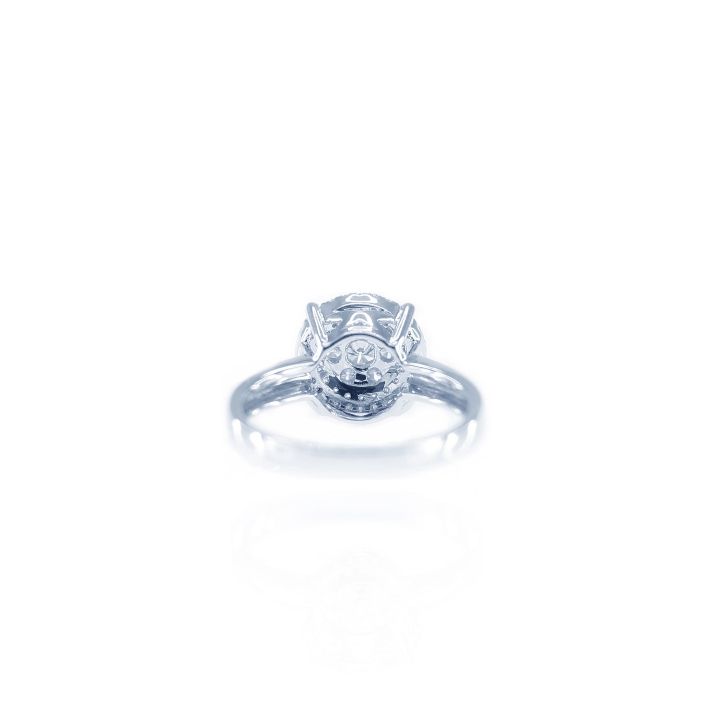 Diamond Carnation Double Halo Ring in 18K White Gold