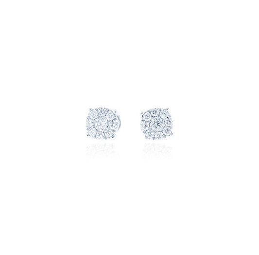 Stunning Composite Diamond Stud Earrings in 18K White Gold