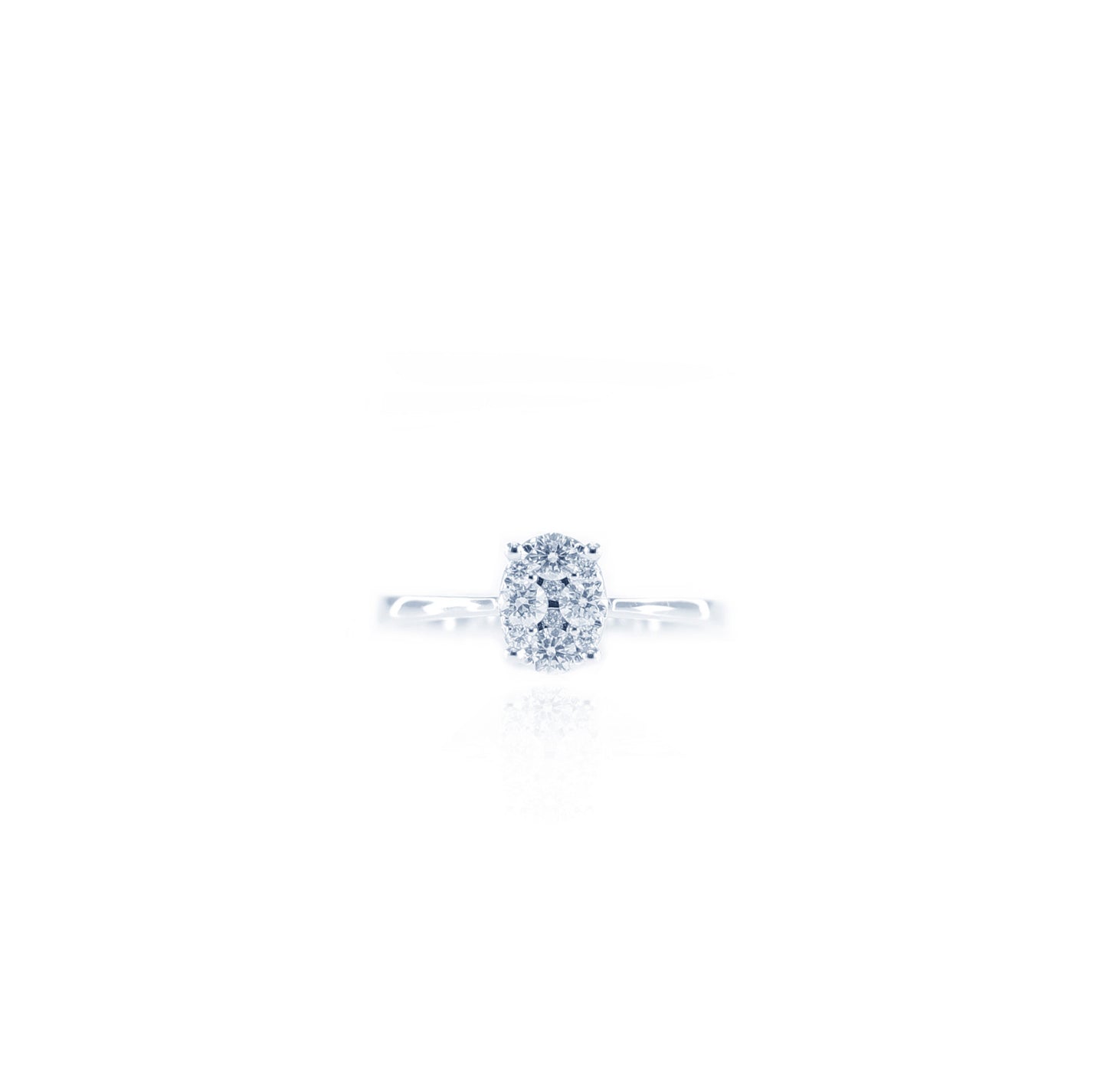 Glam Oval Frame Diamond Ring in 18K White Gold