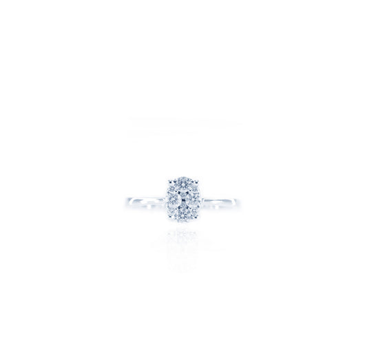 Glam Oval Frame Diamond Ring in 18K White Gold