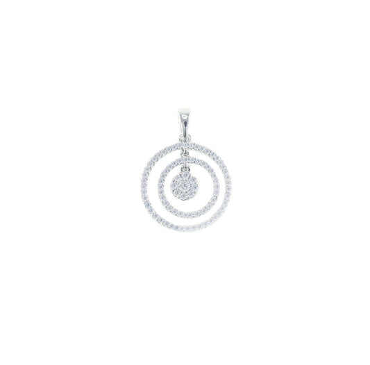 Triple Circle Diamond Pendant in 18K White Gold