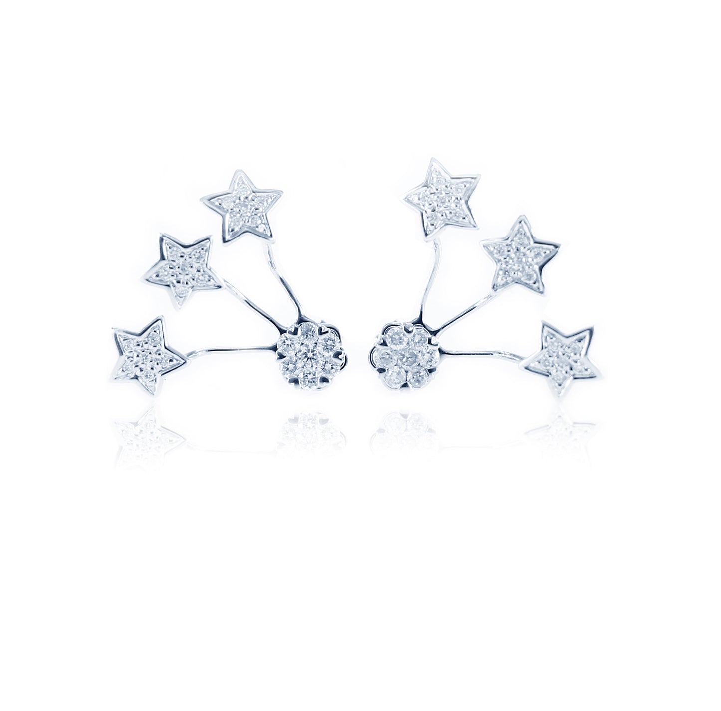 Shooting Stars Diamond Earrings in 18K White Gold
