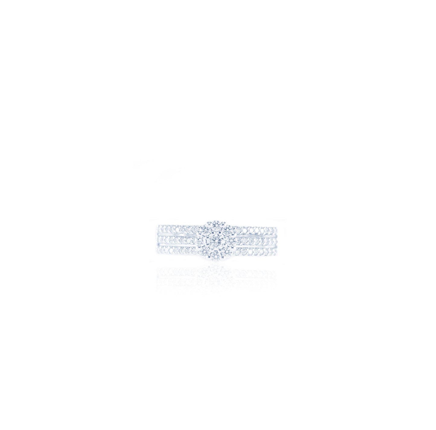 Diamond Cluster Triple Row Ring in 18K White Gold
