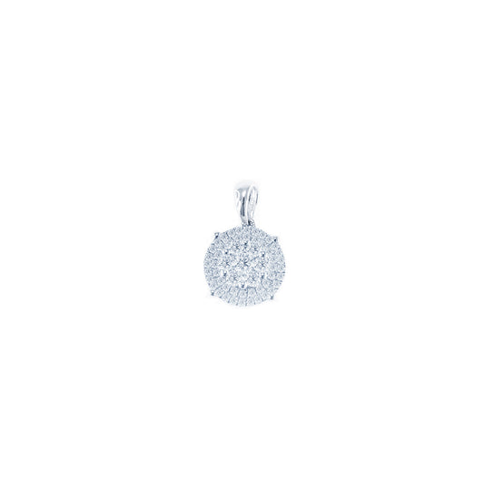 Diamond Carnation Double Halo Pendant in 18K White Gold