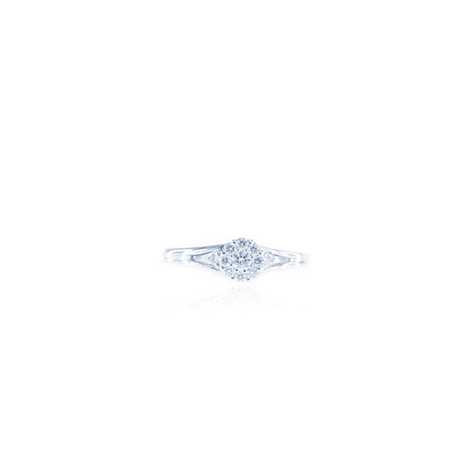 Composite Diamond Split Shank Ring in 18K White Gold