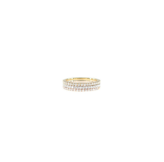 Triple Stackable Half Eternity Diamond Ring in Three Tones of 18K Gold