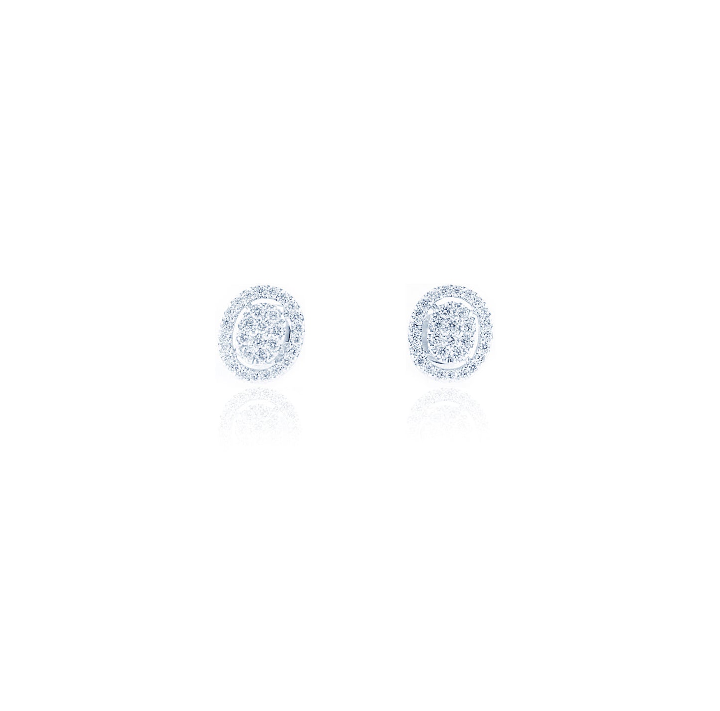Elegant Oval shaped Diamond Earrings in 18K White Gold