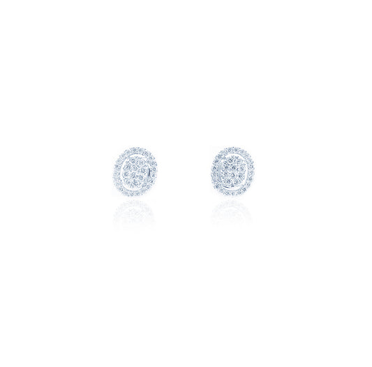 Elegant Oval shaped Diamond Earrings in 18K White Gold