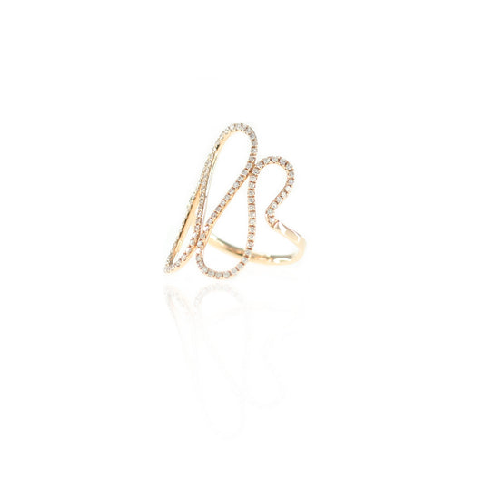 Wave Infinity Spiral Diamond Ring in 18K Yellow Gold