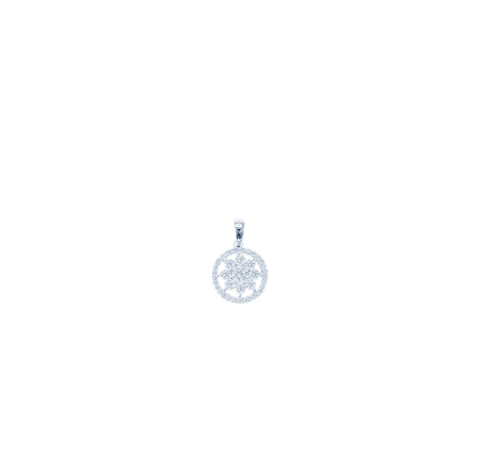 La Fleur Round Diamond Pendant in 18K White Gold