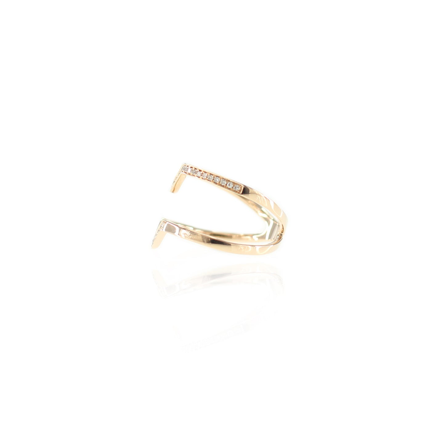Zoe Triangle Diamond Double Shank Ring in 18K Rose Gold