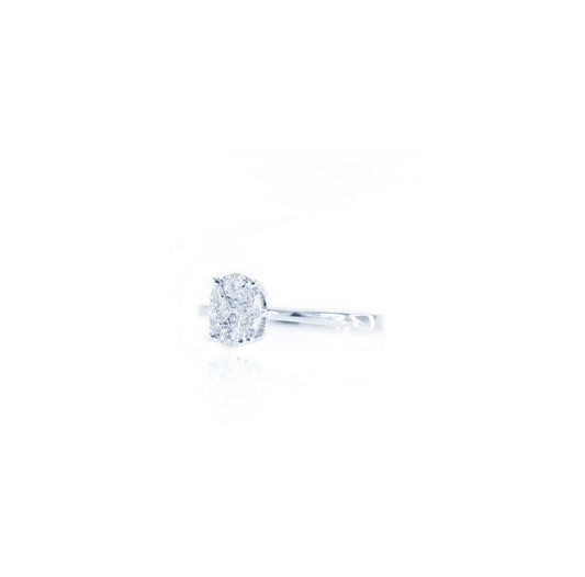 Glam Oval Frame Diamond Ring in 18K White Gold