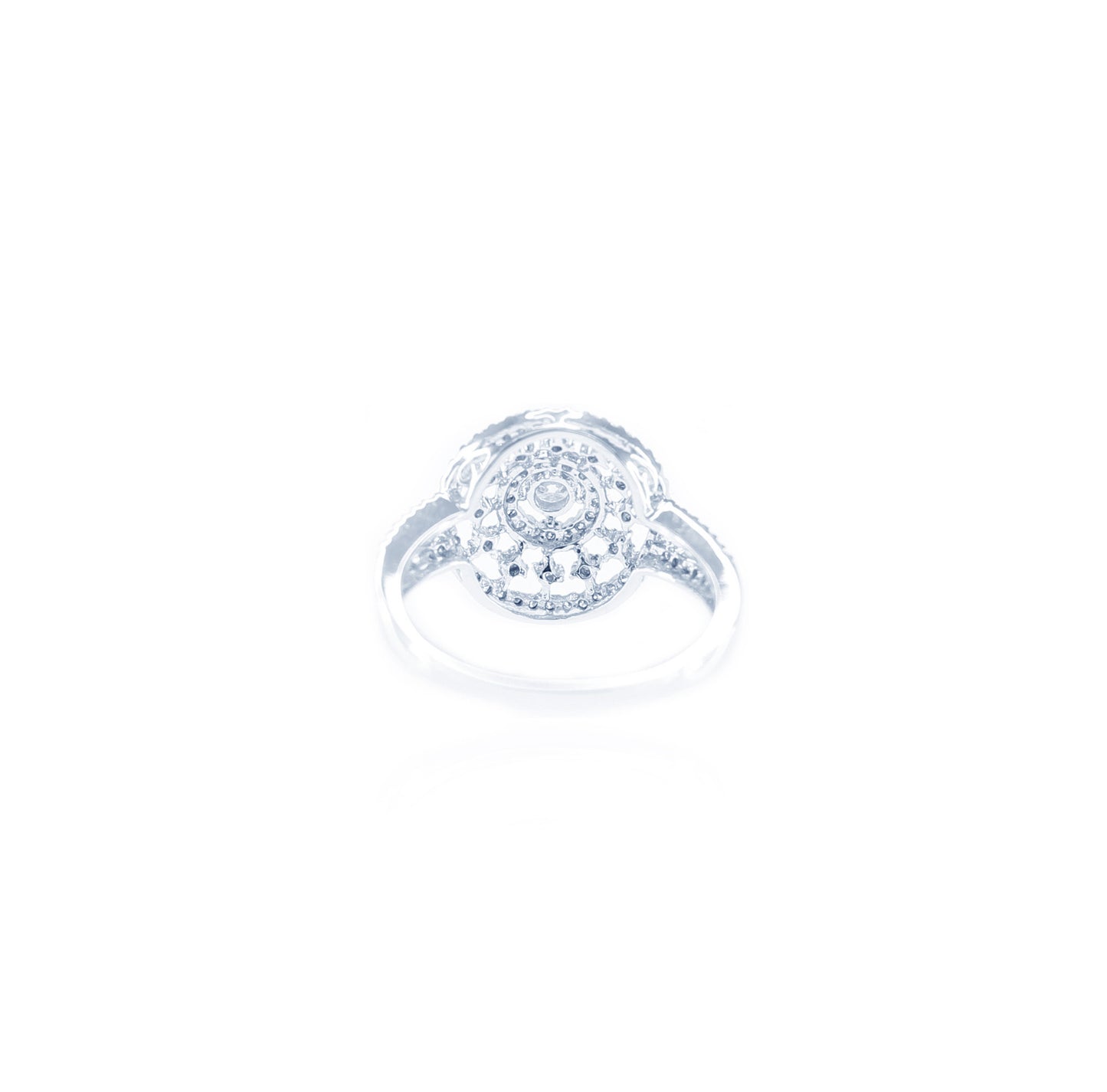 Sunburst Round Diamond Ring in 18K White Gold