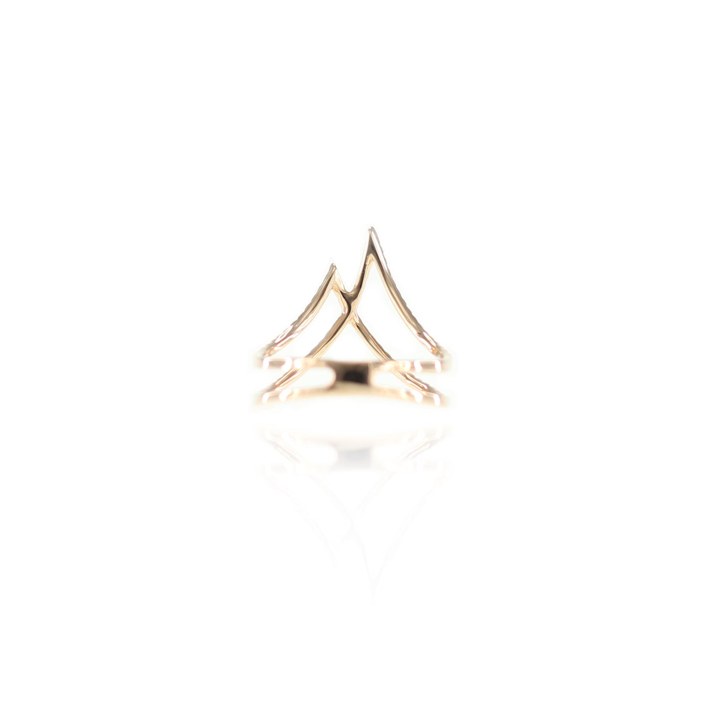 Double Triangle Crown Diamond Ring in 18K Rose Gold