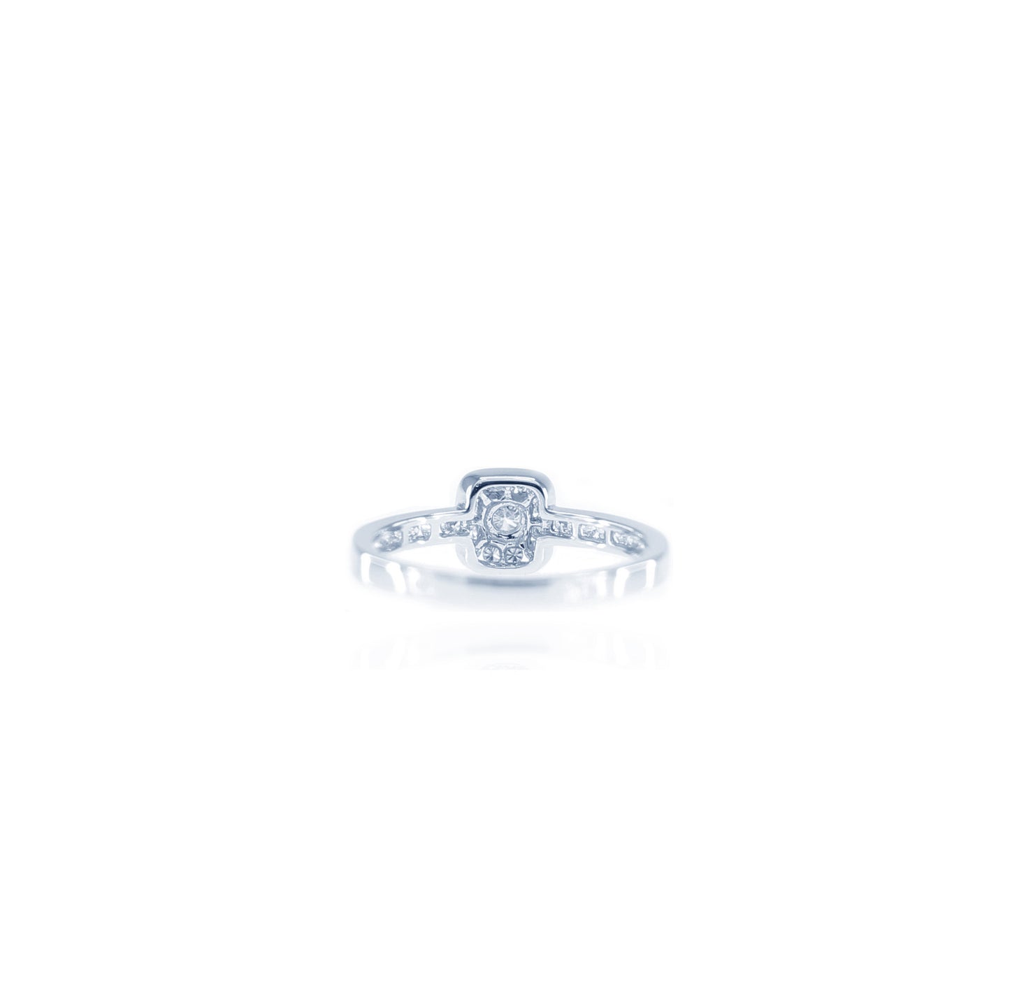 Square Shaped Diamond Halo Ring in 18K White Gold