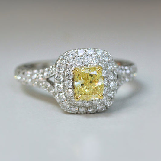 Fancy Intense yellow Diamond Ring GIA 0.56carat