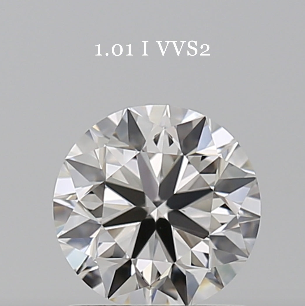 GIA鑽石 Round圓形 1.01卡 I VVS2 VG EX EX Non
