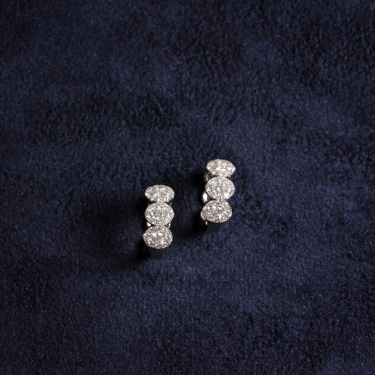 3 Hoop Halo Diamond Earrings 18k