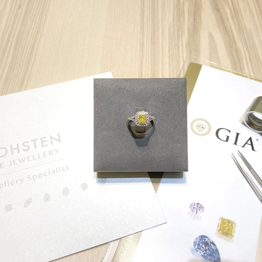 Fancy Intense yellow Diamond Ring GIA 0.56carat