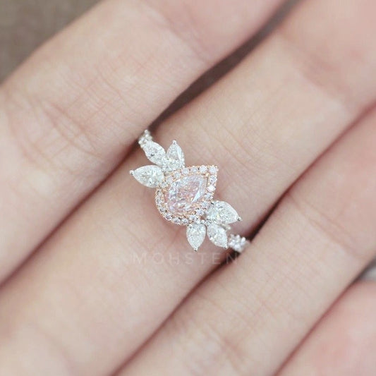 Fancy Light pink Pear Diamond Ring GIA 0.35 carat
